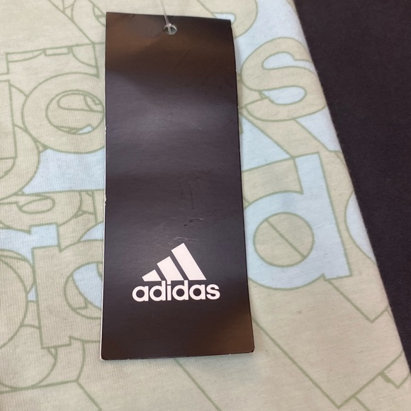 NWT Adidas Brand Love Allover Print Tights Leggings Linen Green Girls M (10/12) - Picture 7 of 11